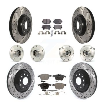 Front Rear Hub Bearings Coated Disc Brake Rotors And Pads Kit (10Pc) For Volkswagen CC KBB-125727