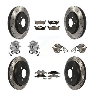 Front Rear Hub Bearing Coated Brake Rotor Pads Kit (10Pc) For Ford Expedition Lincoln RWD KBB-125738
