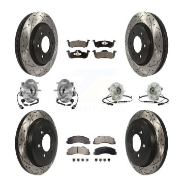 Front Rear Hub Bearing Coated Brake Rotor Pads Kit (10Pc) For Ford Expedition Lincoln 4WD KBB-125739