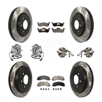 Front Rear Hub Bearing Coated Brake Rotor Pads Kit (10Pc) For Ford Expedition Lincoln RWD KBB-125740
