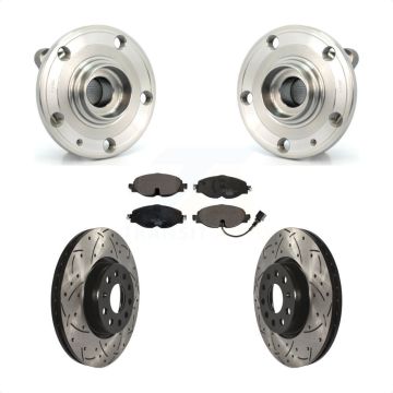 Front Hub Bearing Assembly Coated Drilled Slot Brake Rotor Pads Kit For Volkswagen Passat KBB-125746