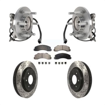 Front Hub Bearing Drilled Slot Brake Rotor Pads Kit For Ford Expedition Lincoln Navigator KBB-125747
