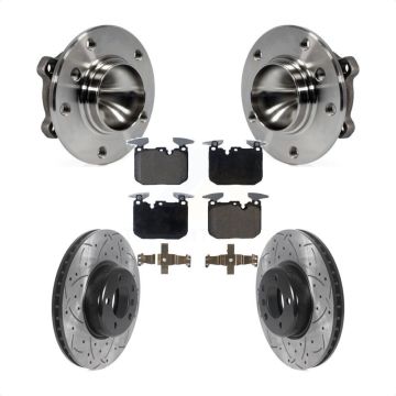 Front Hub Bearing Coated Drill Slot Brake Rotor Pad Kit For 2013 BMW 328i Sedan with 3.0L KBB-125748