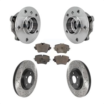 Front Hub Bearing Drilled Slot Brake Rotor & Pad Kit For BMW X1 Mini Cooper Countryman X2 KBB-125757