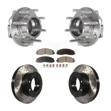 Front Hub Bearing Coat Drill Slot Brake Rotor Pad Kit For Ford F-350 Super Duty F-250 4WD KBB-125759