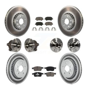 Front Rear Hub Bearing Coated Disc Brake Rotor And Pad Kit (10Pc) For 2017 Volvo XC60 AWD KBB-125780