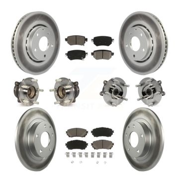 Front Rear Hub Bearing Coated Brake Rotor Pads Kit (10Pc) For Mazda 6 Naturally Aspirated KBB-125787