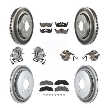 Front Rear Hub Bearing Coated Brake Rotor Pads Kit (10Pc) For Ford Expedition Lincoln RWD KBB-125788