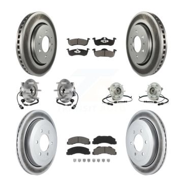 Front Rear Hub Bearing Coated Brake Rotor Pads Kit (10Pc) For Ford Expedition Lincoln 4WD KBB-125789