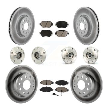 Front Rear Hub Bearing Coated Disc Brake Rotors And Pads Kit (10Pc) For Volkswagen Passat KBB-125802