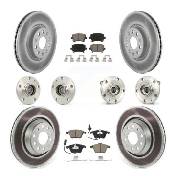Front Rear Hub Bearings Coated Disc Brake Rotors And Pads Kit (10Pc) For Volkswagen CC KBB-125803
