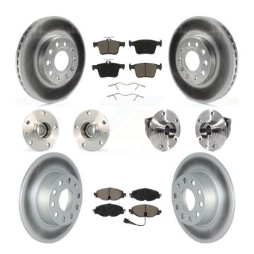 Front Rear Hub Bearing Coated Brake Rotor Pads Kit (10Pc) For 19-21 Volkswagen Jetta 1.4L KBB-125814