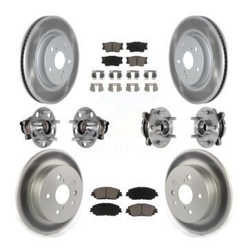 Front Rear Hub Bearings Coated Disc Brake Rotors And Pads Kit (10Pc) For Toyota Camry KBB-125821