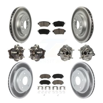 Front Rear Hub Bearing Coated Brake Rotor & Pad Kit (10Pc) For Nissan Rogue Sport Qashqai KBB-125827
