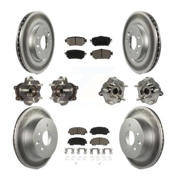 Front Rear Hub Bearing Coat Brake Rotor Pads Kit (10Pc) For Nissan Rogue Sport S with AWD KBB-125829
