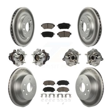 Front Rear Hub Bearing Coat Brake Rotor Pads Kit (10Pc) For Nissan Rogue Sport S with FWD KBB-125830