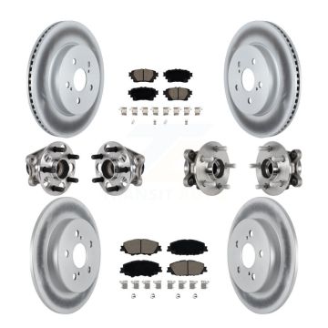 Front Rear Hub Bearings Coated Disc Brake Rotors And Pads Kit (10Pc) For Toyota Corolla KBB-125837