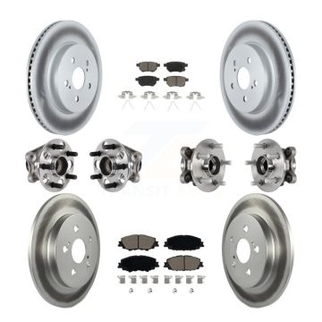 Front Rear Hub Bearing Coated Brake Rotor Pad Kit (10Pc) For 2020-2022 Toyota Prius Prime KBB-125838