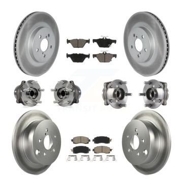 Front Rear Hub Bearing Coat Brake Rotor Pad Kit (10Pc) For 20 Subaru Crosstrek GAS engine KBB-125844