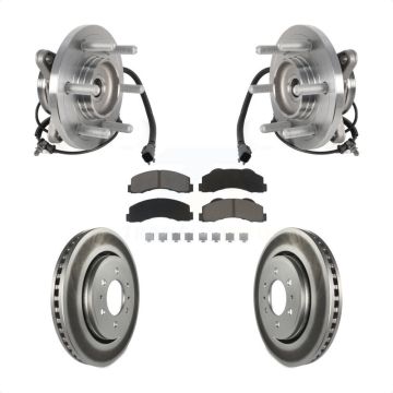 Front Hub Bearing Coated Brake Rotor & Pads Kit For Ford Expedition Lincoln Navigator 4WD KBB-125851