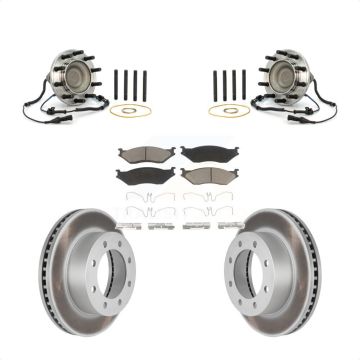 Front Hub Bearing Coated Brake Rotor Pads Kit For Ford F-450 Super Duty With 8 Lug Wheels KBB-125874