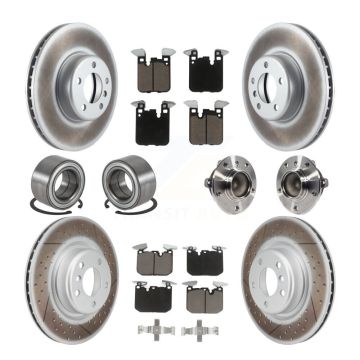 Front Rear Hub Bearings Coated Disc Brake Rotors And Pads Shoes Kit (10Pc) For BMW M240i KBB-125909