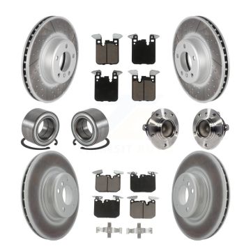 Front Rear Hub Bearings Coated Disc Brake Rotors And Pads Shoes Kit (10Pc) For BMW M240i KBB-125912