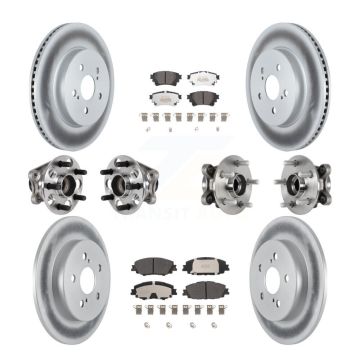Front Rear Hub Bearings Coated Disc Brake Rotors And Pads Kit (10Pc) For Toyota Corolla KBB-125931