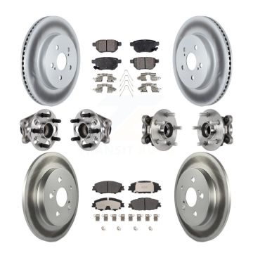 Front Rear Hub Bearing Coated Brake Rotor Pad Kit (10Pc) For 2020-2022 Toyota Prius Prime KBB-125933