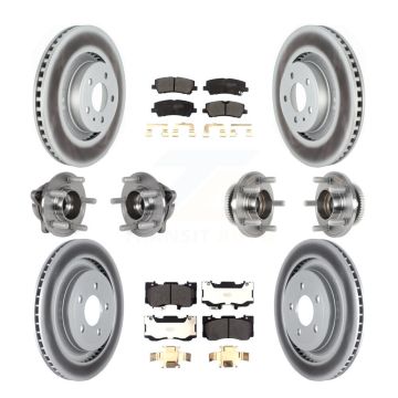 Front Rear Hub Bearings Coated Disc Brake Rotors And Pads Kit (10Pc) For Ford Mustang KBB-125953