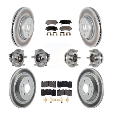 Front Rear Hub Bearing Coat Brake Rotor Pad Kit (10Pc) For 2015 Ford Mustang V6 with 3.7L KBB-125955