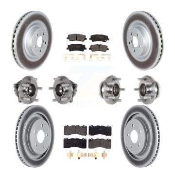 Front Rear Hub Bearings Coated Disc Brake Rotors And Pads Kit (10Pc) For Ford Mustang KBB-125956
