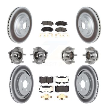Front Rear Hub Bearings Coated Disc Brake Rotors And Pads Kit (10Pc) For Ford Mustang KBB-125957