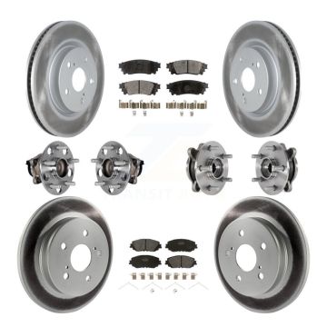 Front Rear Hub Bearing Coated Brake Rotor And Pad Kit (10Pc) For Toyota Camry Lexus ES350 KBB-125964