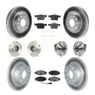 Front Rear Hub Bearing Coated Brake Rotor Pads Kit (10Pc) For 19-21 Volkswagen Jetta 1.4L KBB-125985