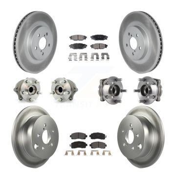 Front Rear Hub Bearings Coated Disc Brake Rotors And Pads Kit (10Pc) For Subaru Crosstrek KBB-125993