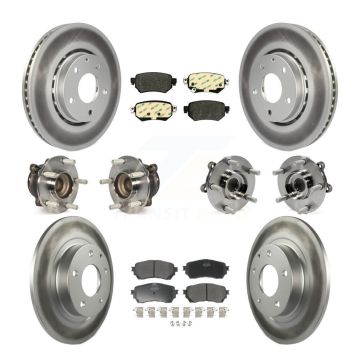 Front Rear Hub Bearing Coated Brake Rotor Pads Kit (10Pc) For Mazda 6 Naturally Aspirated KBB-125994