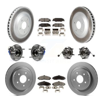 Front Rear Hub Bearings Coated Disc Brake Rotors And Pads Kit (10Pc) For Cadillac XLR KBB-126002