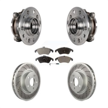 Front Hub Bearing Assembly Coated Brake Rotor And Pad Kit For 2017 Mercedes-Benz E400 AWD KBB-126019