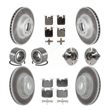 Front Rear Hub Bearings Coated Disc Brake Rotors And Pads Shoes Kit (10Pc) For BMW M240i KBB-126052
