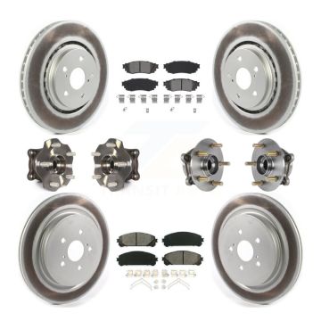 Front Rear Hub Bearing Coated Brake Rotor & Pads Kit (10Pc) For Lexus RX350 RX450h RX350L KBB-126096