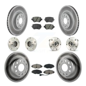 Front Rear Hub Bearing Coated Disc Brake Rotors And Pads Kit (10Pc) For Volkswagen Passat KBB-126098