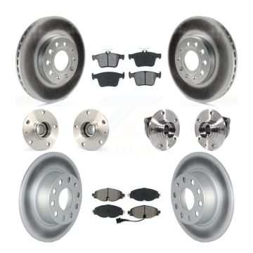 Front Rear Hub Bearing Coated Brake Rotor Pads Kit (10Pc) For 19-21 Volkswagen Jetta 1.4L KBB-126108
