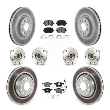 Front Rear Hub Bearings Coated Disc Brake Rotors And Pads Kit (10Pc) For Volkswagen CC KBB-126117