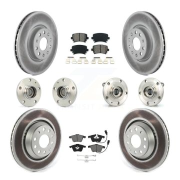 Front Rear Hub Bearings Coated Disc Brake Rotors And Pads Kit (10Pc) For Volkswagen CC KBB-126118