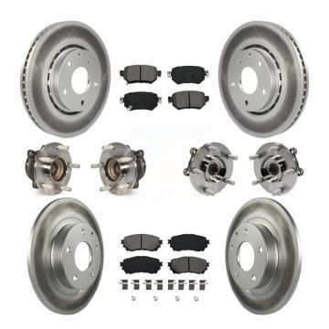 Front Rear Hub Bearing Coated Brake Rotor Pads Kit (10Pc) For Mazda 6 Naturally Aspirated KBB-126119