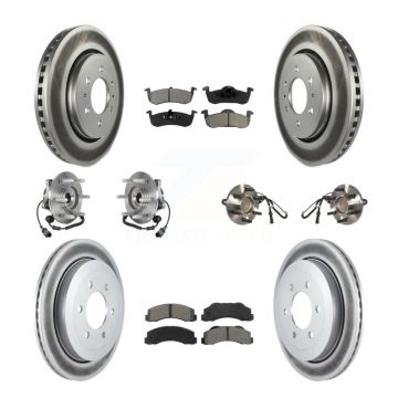 Front Rear Hub Bearing Coated Brake Rotor Pads Kit (10Pc) For Ford Expedition Lincoln RWD KBB-126125