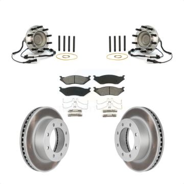 Front Hub Bearing Coated Brake Rotor Pads Kit For Ford F-450 Super Duty With 8 Lug Wheels KBB-126149
