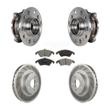 Front Hub Bearing Assembly Coated Brake Rotor And Pad Kit For 2017 Mercedes-Benz E400 AWD KBB-126153