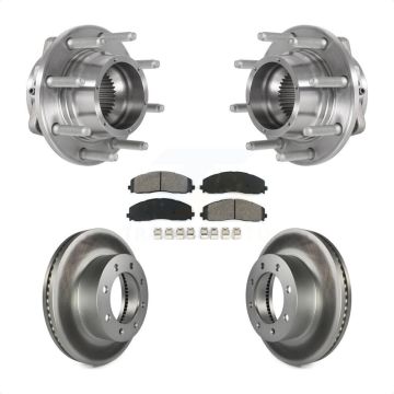 Front Hub Bearing Coat Brake Rotor Pads Kit For 2017-2022 Ford F-350 Super Duty F-250 4WD KBB-126164